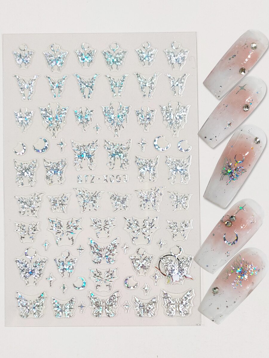 1 hoja de pegatinas de uñas con patrón de mariposa Y2K-Style, calcomanías de uñas para arte de uñas, para hacerlo tú mismo