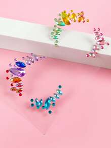 1 hoja de pegatinas de tatuaje facial de strass - Multicolor - Ver 4