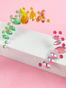 1 hoja de pegatinas de tatuaje facial de strass - Multicolor - Ver 5