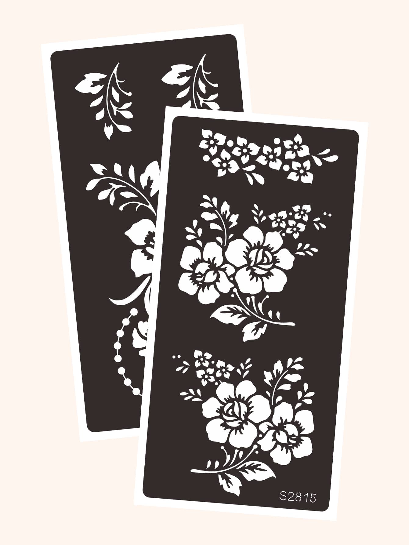 Tattoo Stencil Kit,2 Sheets Flower Pattern Tattoo Stencils For Women And Girls,Reusable Henna Stencils For Hand,Diy Tattooing Template,Tattoo Stickers For Face Paint Body Art