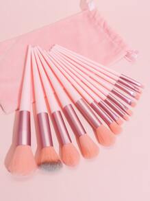 13pcs Makeup Brush Set With Velvet Storage Bag, Professional Cosmetic Tools For Powder Brush, Blush Brush, Eye Shadow Brush, Etc.,Brush Set,Makeup Brush Kit,Make Up Brush Set,Make Up Set Complete,Makeup Brush Set,Complete Makeup Kit,Brush Kit,Brushes Makeup Set,Makeup Gift Set,Set - Pink - View 1
