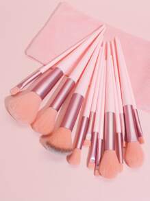 13pcs Makeup Brush Set With Velvet Storage Bag, Professional Cosmetic Tools For Powder Brush, Blush Brush, Eye Shadow Brush, Etc.,Brush Set,Makeup Brush Kit,Make Up Brush Set,Make Up Set Complete,Makeup Brush Set,Complete Makeup Kit,Brush Kit,Brushes Makeup Set,Makeup Gift Set,Set - Pink - View 2
