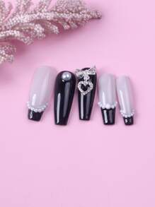 TSZS 10 món đồ trang trí móng tay hình bướm và trái tim bằng hợp kim, phong cách Y2K tự làm đồ trang sức móng tay, phụ kiện làm móng, đồ trang trí móng tay, đá quý làm móng - Bạc - Xem 3