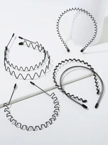 6 piezas Diadema con diseño de onda - Negro - Ver 2