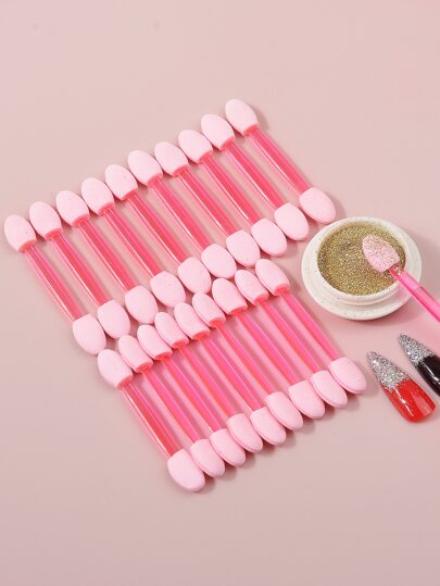 klimonla Zestaw pędzli do zdobienia paznokci, 20 szt. dwustronnych pędzli do zdobienia paznokci, zestaw pędzli do zdobienia paznokci, pędzel do cieni do powiek, do użytku domowego i profesjonalnego salonu paznokci