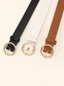 3pcs Minimalist Round Buckle Belt Summer, School