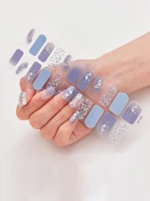 1張金屬亮絲美甲貼紙和1入組指甲銼 - 彩色 - 查看 1