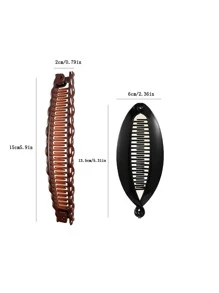 4pcs Tortoiseshell Twist Design Banana Clip - Multicolor - View 4