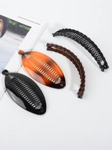 4pcs Tortoiseshell Twist Design Banana Clip - Multicolor - View 5