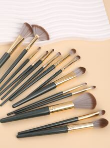 14 piezas Juego de brochas de maquillaje portátil, Juego de brochas, Kit de brochas de maquillaje, Juego de brochas de maquillaje, Juego de maquillaje completo, Juego de brochas de maquillaje, Kit de maquillaje completo, Juego de brochas, Juego de brochas de maquillaje, Juego de regalo de maquillaje, Juego - Verde - Ver 3