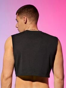 Manfinity Men Letter Rhinestone Crop Tank Top