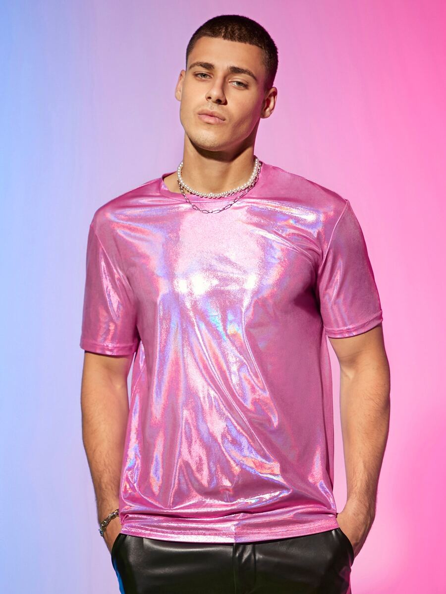 FeverCity Men Holographic Metallic Tee | SHEIN USA