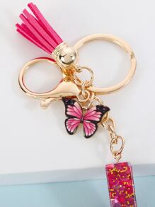 Boho Butterfly & Letter Charm Keychain - Multicolor - View 3