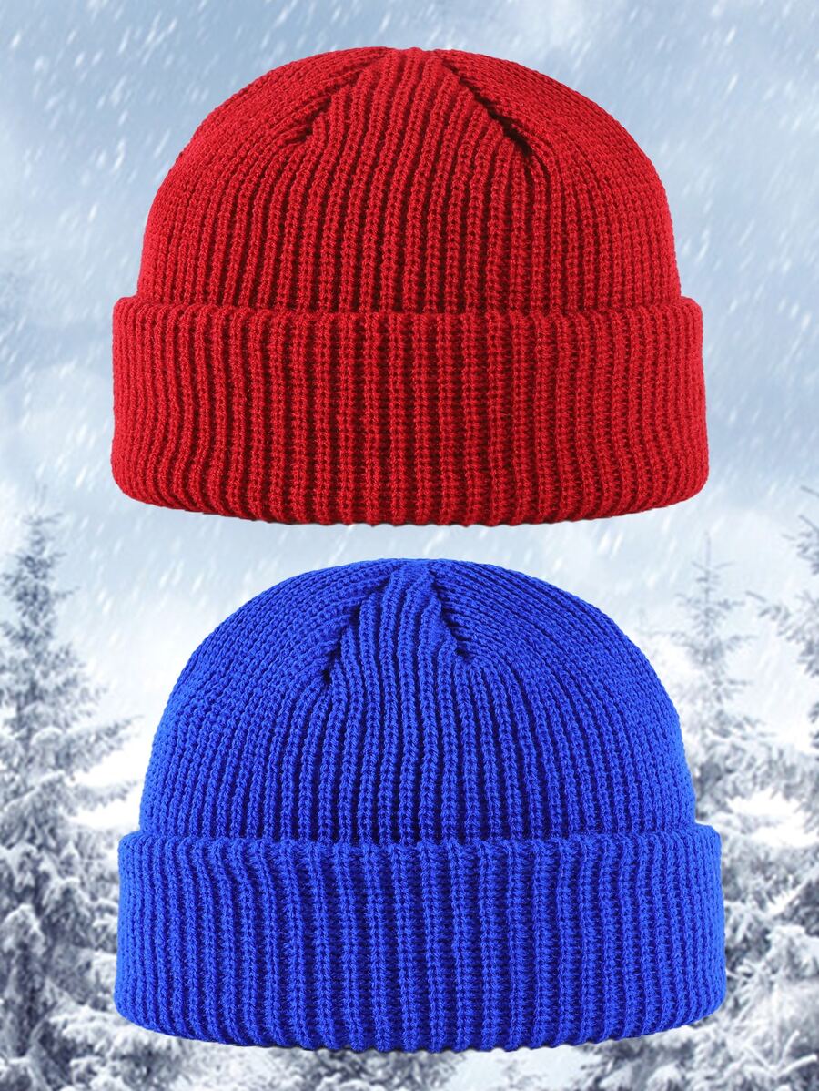 2pcs Men Solid Beanie - Multicolor - View 1