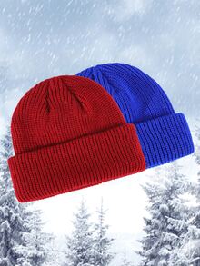 2pcs Men Solid Beanie - Multicolor - View 2