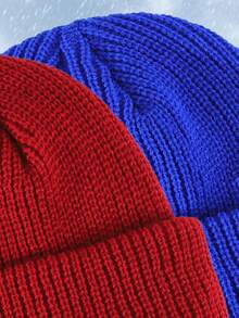2pcs Men Solid Beanie - Multicolor - View 3