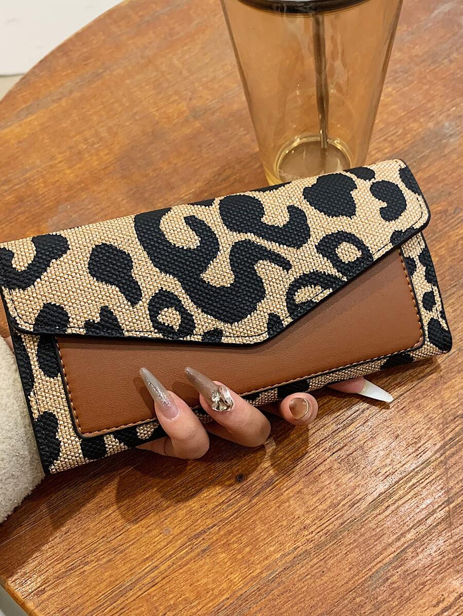 Women's Leopard Print Trifold Long Wallet Clutch Purse, Large Capacity Multi-Card Slots, Essential For Girls, Office Ladies, Travel, Birthday Gift, Fashion & Portable Long Wallet - Multicolor - View 1