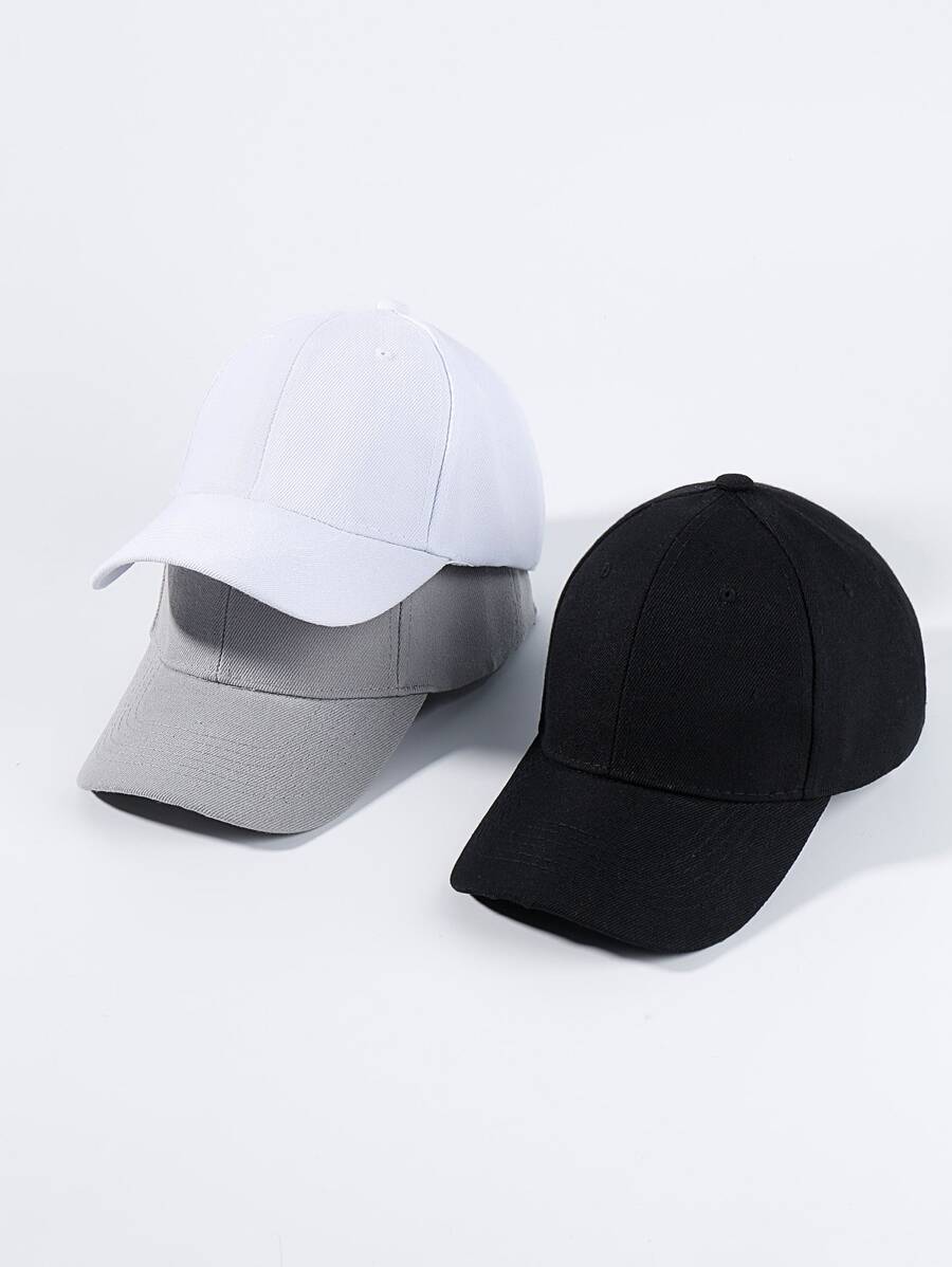 3入組男士素色可調節休閒棒球帽適合戶外