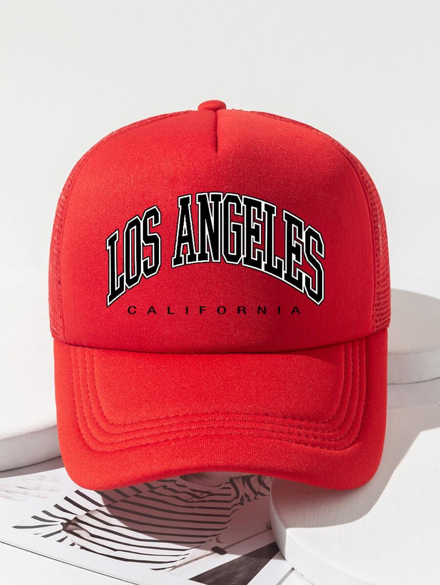 Men Letter Graphic Trucker Hat Street,Festival,Travel - Red - View 1