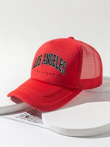 Men Letter Graphic Trucker Hat Street,Festival,Travel - Red - View 2