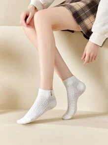 5雙兔子和花卉刺繡短襪 - 彩色 - 查看 3