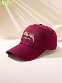 Men Letter Embroidered Baseball Cap - Burgundy - View 2