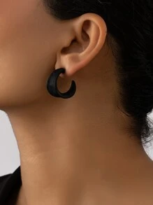 Bông tai vòng bít tối giản - màu đen - Xem 1