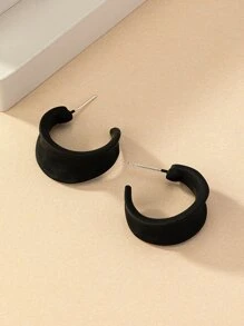 Bông tai vòng bít tối giản - màu đen - Xem 2