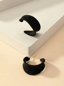 Bông tai vòng bít tối giản - màu đen - Xem 4