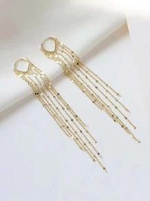 金屬流蘇裝飾耳墜 - 金黃色 - 查看 4