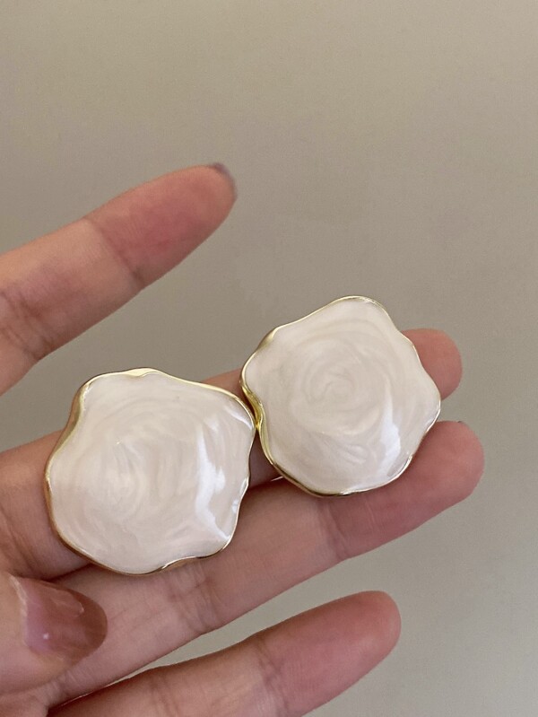 1 Pair Asymmetrical Metal Drip Glaze Stud Earrings, Exaggerated Runway, Versatile Fashion Casual Vacation Earrings