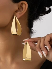 Water-drop Stud Earrings - Yellow Gold - View 1