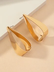 Water-drop Stud Earrings - Yellow Gold - View 2