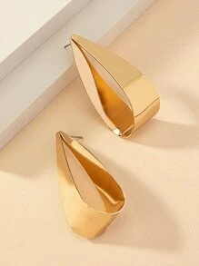 Water-drop Stud Earrings - Yellow Gold - View 4