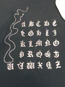 1pc Personalized Letter Pendant Stainless Steel Necklace, Fashion Gift For Men, Suitable For Daily Wear - Silver - View 6