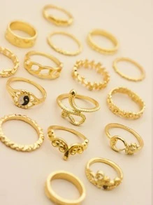 16 cái/bộ Nhẫn trang trí âm dương - Vàng - Xem 3