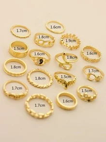 16 cái/bộ Nhẫn trang trí âm dương - Vàng - Xem 4