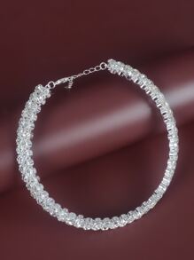 Rhinestone Decor Choker - Silver - View 2