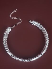 Rhinestone Decor Choker - Silver - View 4