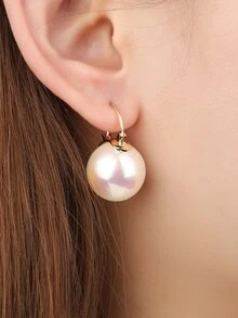 Faux Pearl Decor Earrings - Yellow Gold - View 2