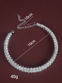 Rhinestone Decor Choker - Silver - View 6