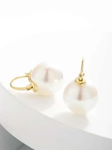 Faux Pearl Decor Earrings - Yellow Gold - View 3