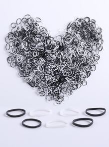 1500 chiếc dây buộc tóc chắc chắn thông thường - Đen và trắng - Xem 1