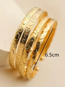 4 件套心形纹理手镯情人节礼物 - 金黃色 - 查看 3