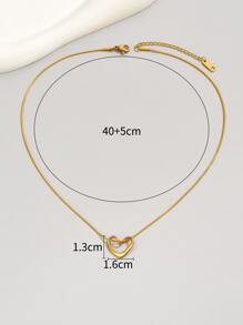 Collar con forma de corazón chapado en oro de 18 quilates de acero inoxidable, adecuado para que las mujeres lo usen a diario o como regalo festivo, regalos de pareja para el Día de San Valentín - Amarillo Oro - Ver 4