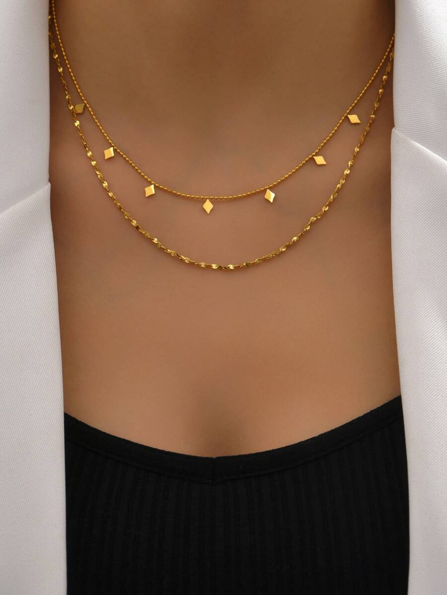 Vòng cổ chuỗi trang trí hình học - Vàng - Xem 1