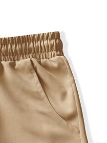 Manfinity Homme Quần Nam Dây kéo Túi màu trơn Đường phố - Màu Khaki - Xem 8