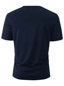 Manfinity Homme Áo thun & Áo lót Nam Lá thư Giải trí - Màu xanh hải quân - Xem 2