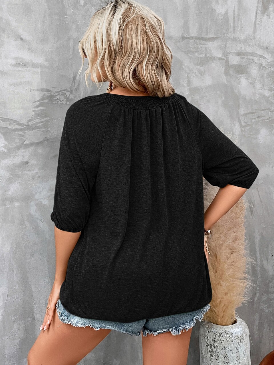 Plus Solid Raglan Sleeve Tee