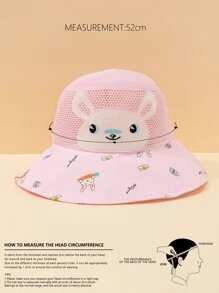 Niñas Sombrero cubo con patrón de oso de dibujos animados - Multicolor - Ver 4